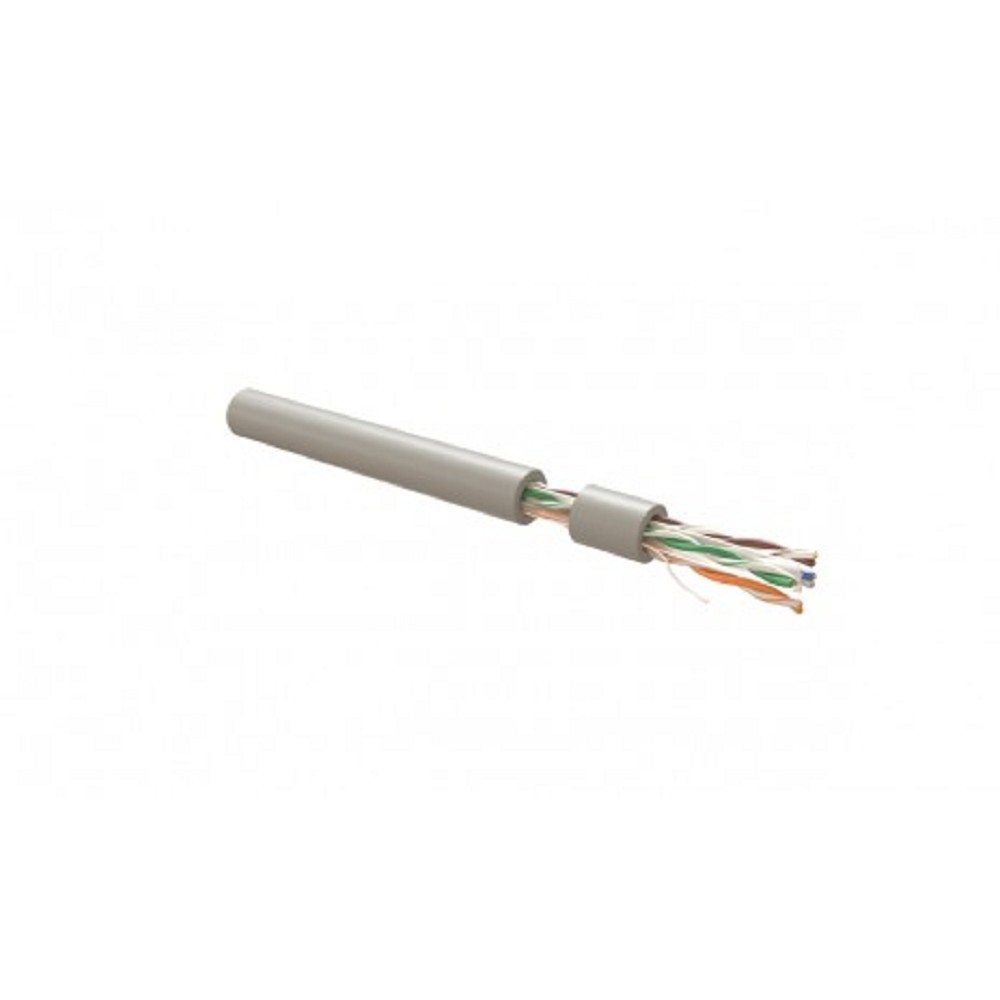 Hyperline Кабель витая пара, неэкранированный U/UTP, категория 6, 4 пары 23 AWG, 4х2х0,58 мм, однопроволочные жилы, нг(А)-LSLTx, внутренний -20°C – +60°C, серый, системная гарантия 25 лет
