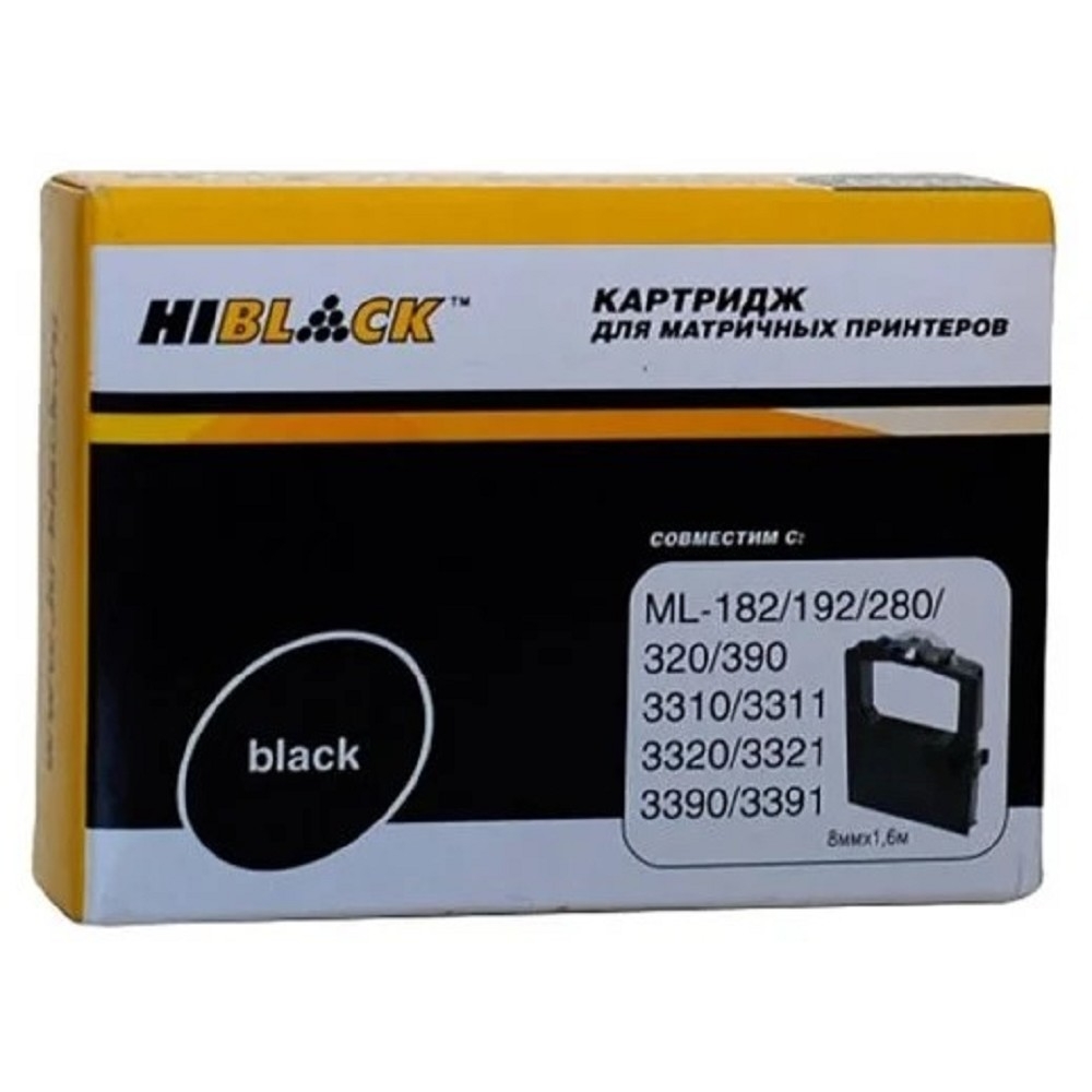 Hi-Black  Картридж для Oki Microline 182/320/192/193/321/390/3310/3311/3320, Bk, б/шва,1,6м