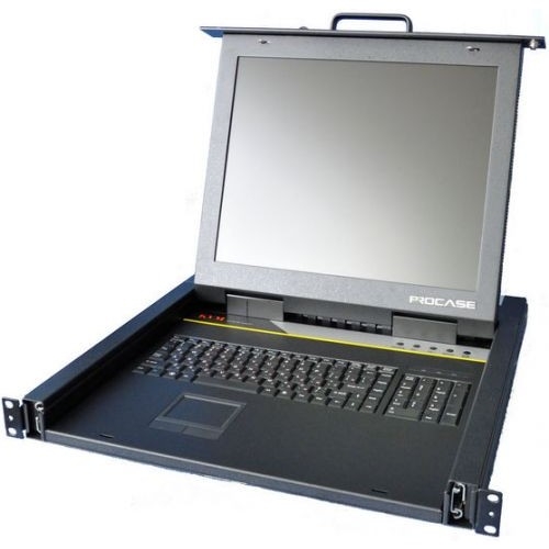 Procase R1908 Консоль однорельсовая , КВМ 8 порт, LCD 19'', single rail console KVM 8 port, LCD D-Sub, USB, разрешение 1280*1024, 8 кабелей [R1908]