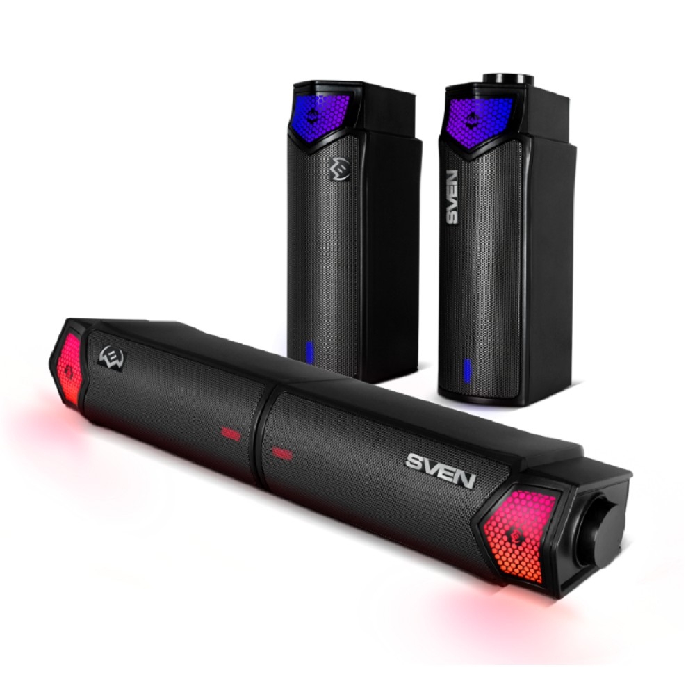 Повреждение упаковки Саундбар мини SVEN SB-G1450, черный (10 Вт, питание USB, Bluetooth, подсветка)