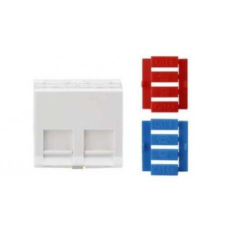 Hyperline SIP3A-2K-M45-45 Вставка угловая 45x45 (аналог Mosaic) для 2х модулей Keystone Jack, со шторками