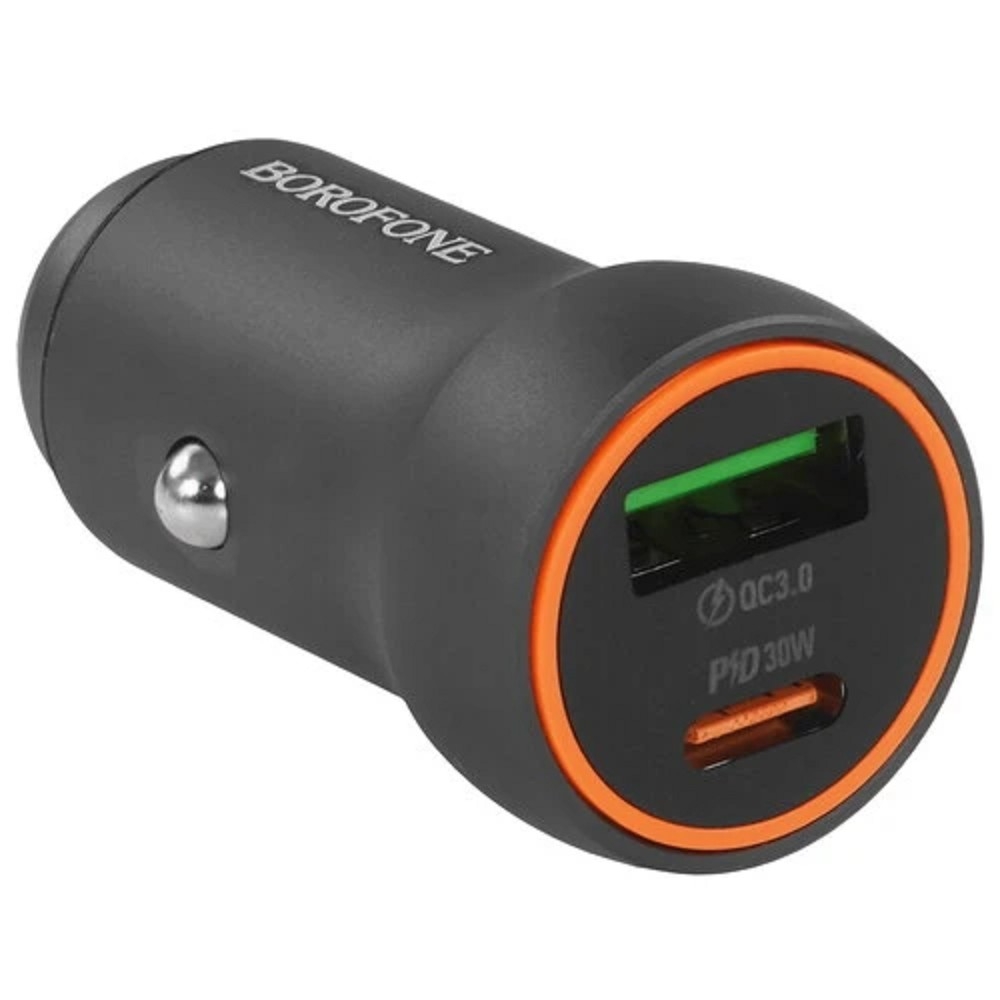 Автомобильное зарядное устройство BOROFONE BZ32A/Авто ЗУ/PD + QC 3.0/2 USB: Type-C + Type-A/Выход: 30W + 18W/графит