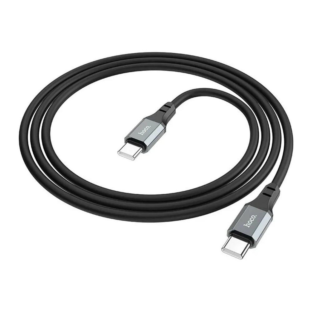 HOCO Кабель USB2.0 Hoco Type-C/Type-C, 3А, 60Вт, силиконовая оплетка, X86, 1м, черный, коробка