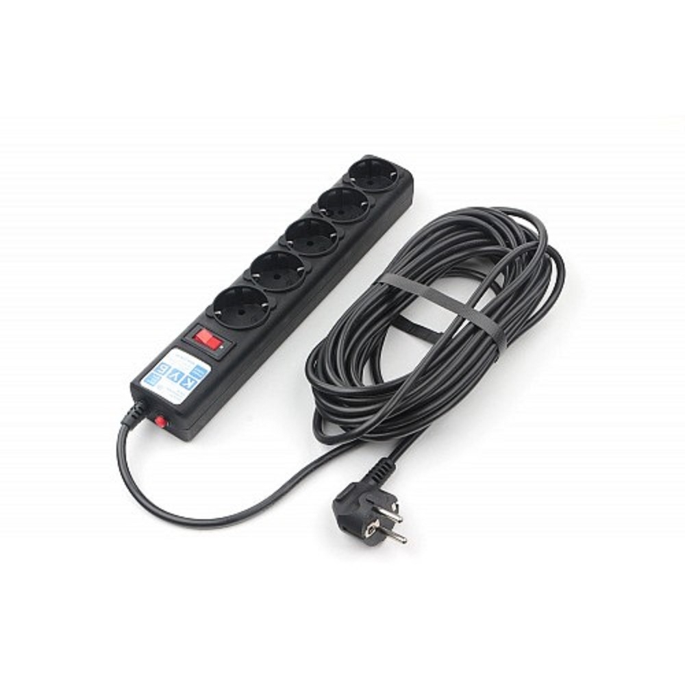 PowerCube Фильтр-удлинитель 10.0м, 5 розеток,10А (SPG5-10M), черный графит