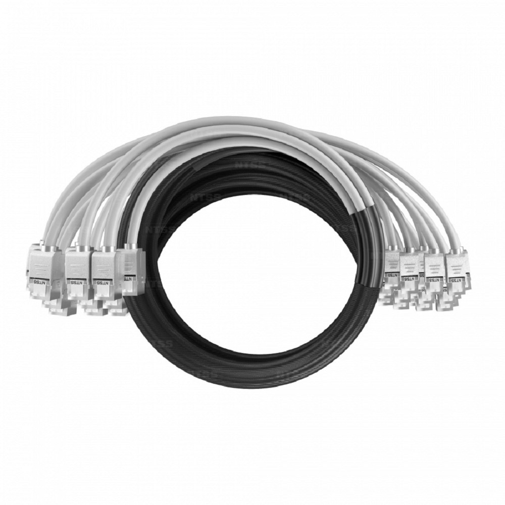 NTSS Кабельная сборка NTSS PREMIUM 24pc, FTP CAT5e, оконцована разъемами KEYSTONE RJ45 FTP CAT5e, заделка в чулке, вывод 0.6м, длина 25м, LSZH, серый NTSS-PC-PM-24-FTP-RJ45KJ-5e-S-0.6-25.0-LSZH-GY