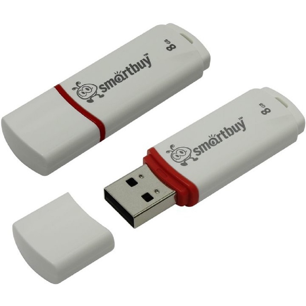 Флешка USB Smartbuy Crown Series white (SB8GBCRW-W), 8Gb, USB 2.0, R/W 15/5, белый