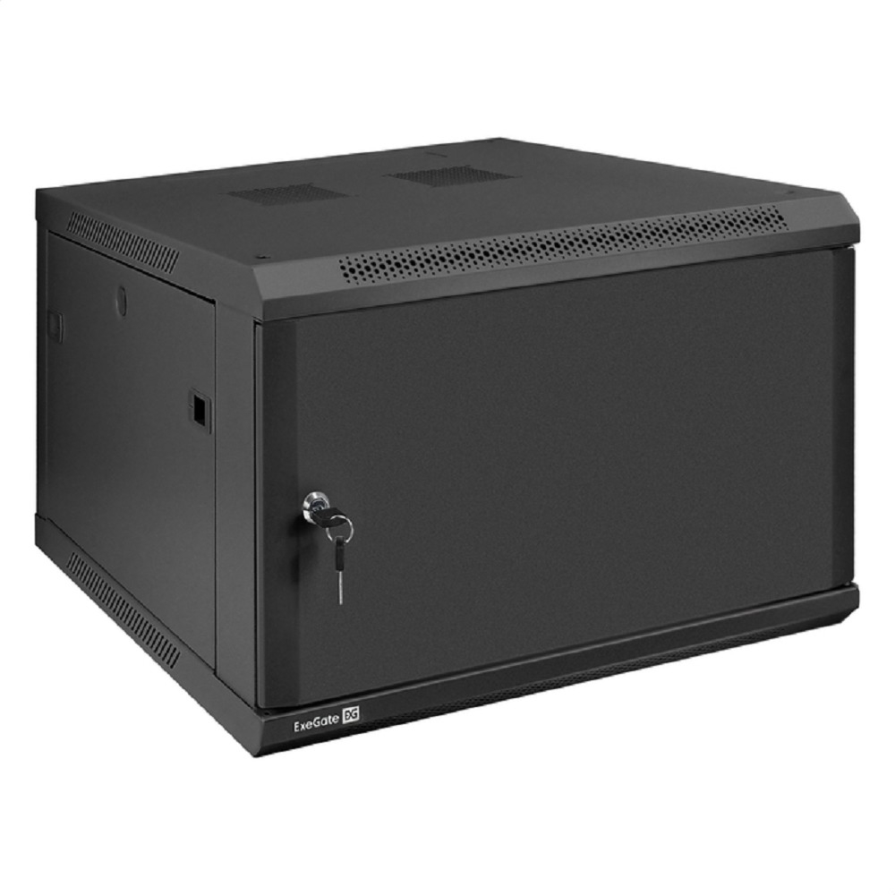 Exegate EX298618RUS Шкаф телекоммуникационный 19" настенный 6U ExeGate EC-WM-6U.600.M.BLACK (19”, 6U, 600x600x370mm (ШхГхВ), передняя дверь металл, съемные боковые панели, пыле- и влагозащита IP23, че