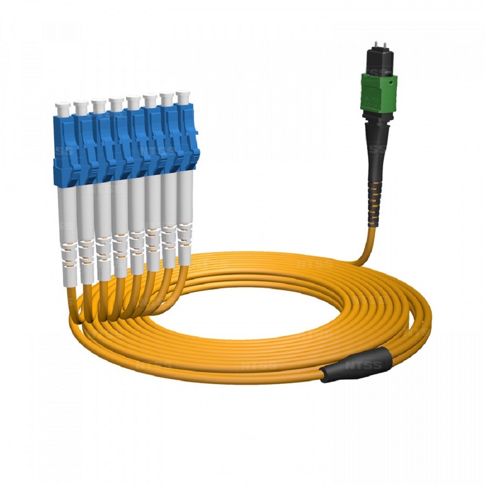 NTSS Волоконно-оптическая сборка fan-out NTSS PREMIUM 8ов, MTP/APC (male)-LC/UPC, 9/125 OS2, вывод 1м, буфер 2.0мм, 5м, LSZH NTSS-FM8PM-9-MTP/A(m)-LC/U-1.0-2.0-5