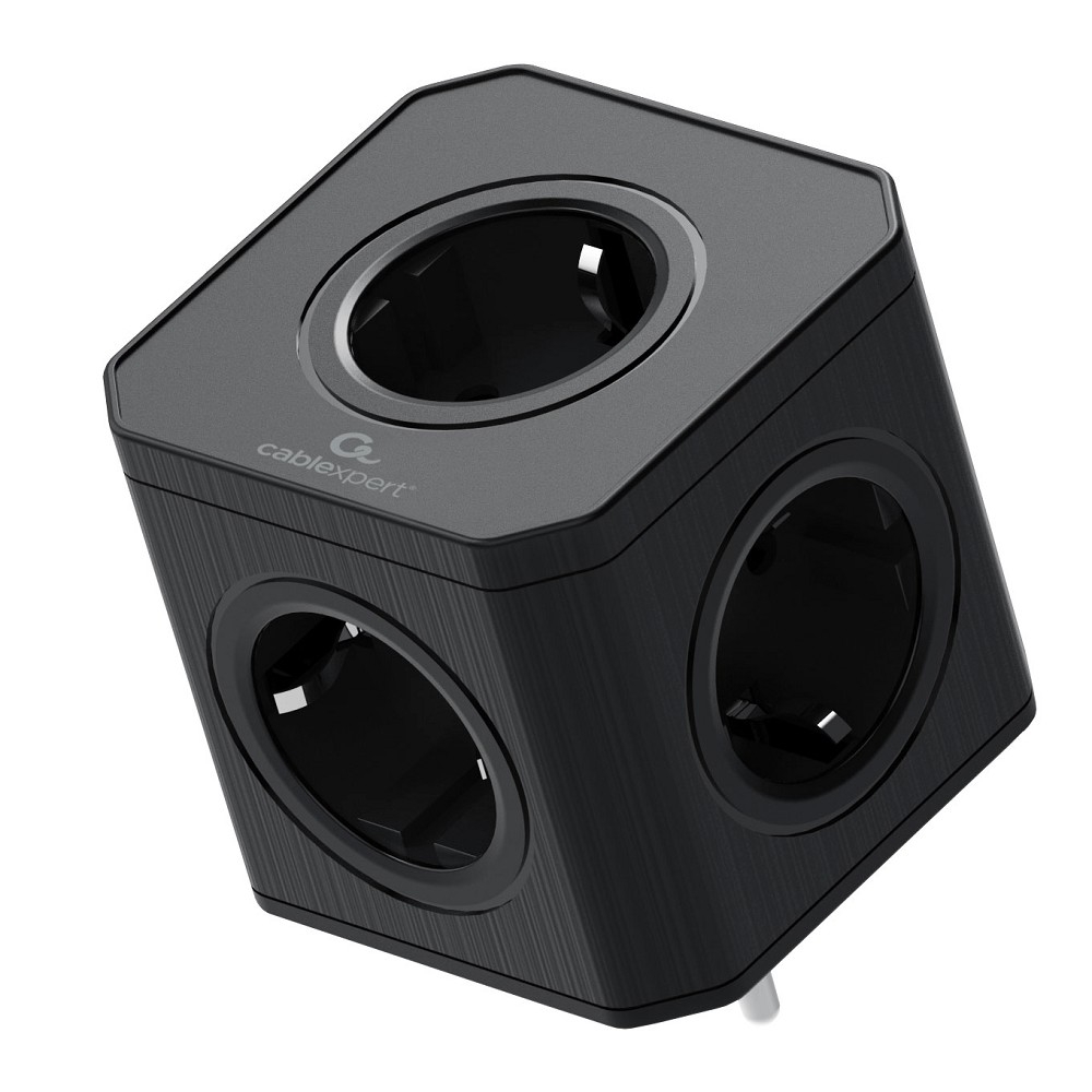 Cablexpert Тройник CUBE-5-16-B  Tower (5р, 16А, заземл, ) черный, коробка {22567}				