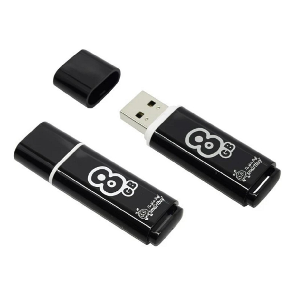 Флешка USB Smartbuy Glossy series black (SB8GbGS-K), 8Gb, USB 2.0, R/W 25/15, черный