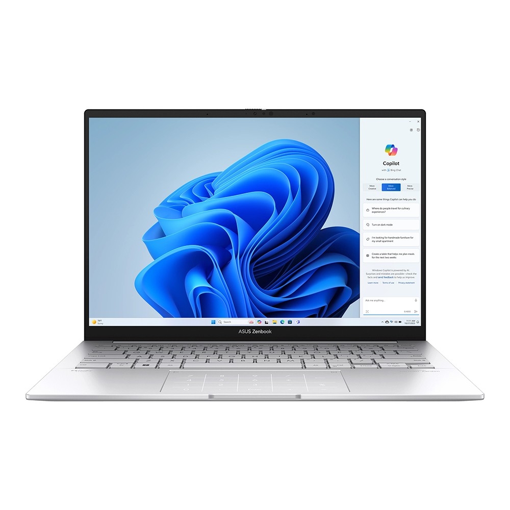 ASUS ZenBook 14 UX3405CA-PP733 [90NB14W2-M013J0] Foggy Silver 14" {OLED Ultra 9 285H(3.7Ghz)/32768Mb/1024SSDGb/Arc graphics/DOS + алюм корп; +чехол}