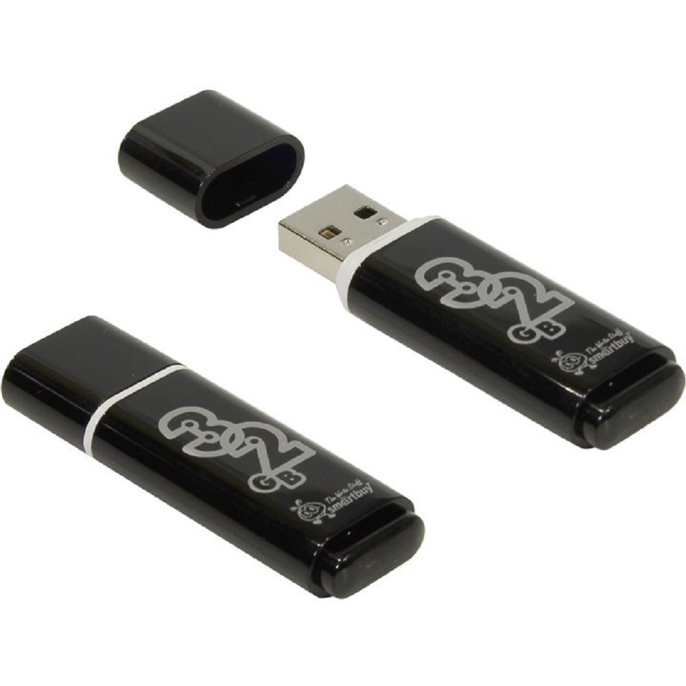 Флешка USB Smartbuy Glossy series black (SB32GBGS-K), 32Gb, USB 2.0, R/W 15/5, черный