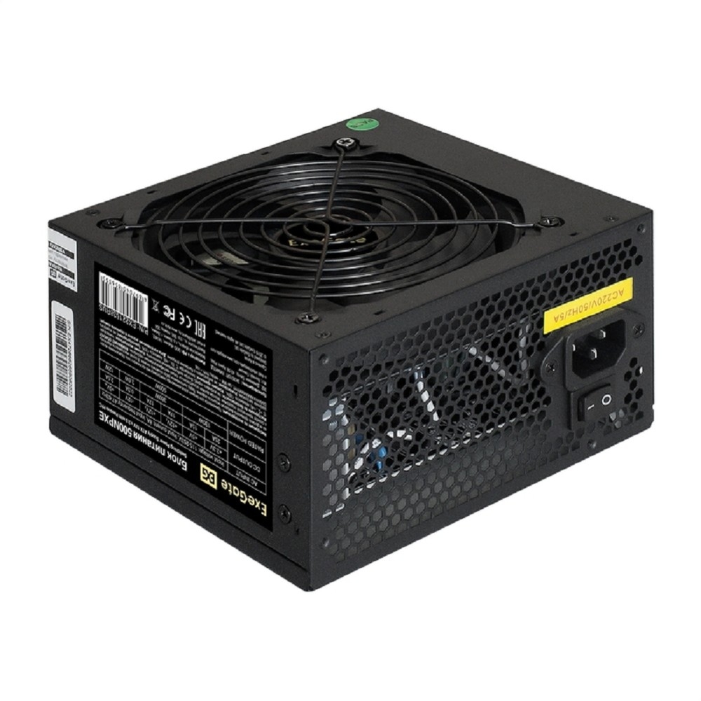 Блок питания Exegate EX221638RUS-PC 500W ExeGate 500NPXE (ATX, PPFC, PC, 12cm fan, 24pin, 4pin, PCIe, 4xSATA, 3xIDE, black, кабель 220V в комплекте)