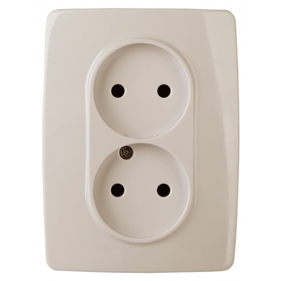 Эра Б0031239 12-2107-02 Розетка 2X2P, 16АХ-250В, Эра12, слоновая кость