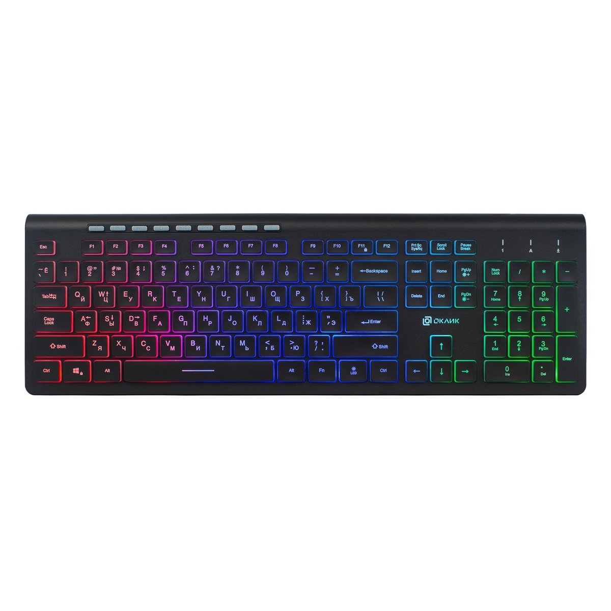 Клавиатура Оклик 490ML белый USB slim Multimedia LED (1067205) кабель 1.5м