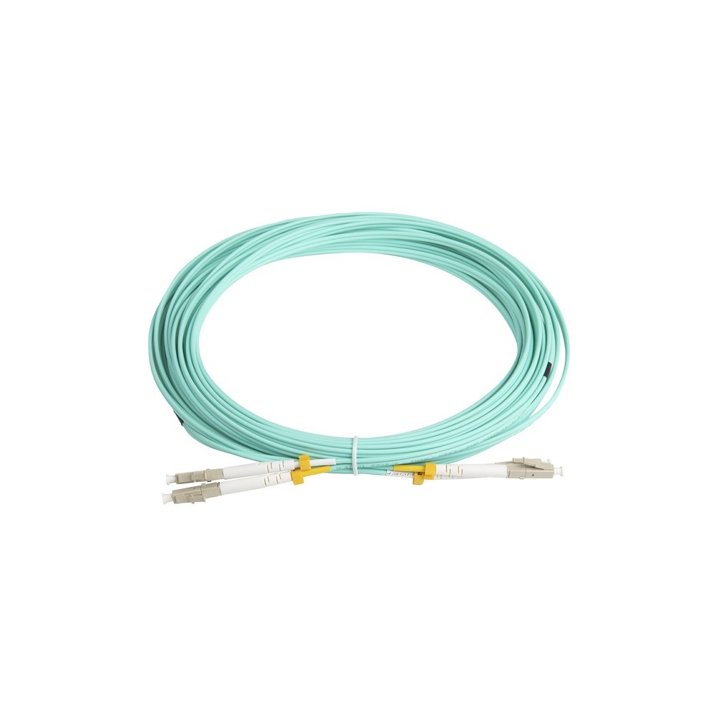 Кабель Hyperline  FC-D2-503-LC/PR-LC/PR-H-10M-LSZH-AQ Патч-корд волоконно-оптический (шнур) MM 50/125(OM3), LC-LC, duplex, 10G/40G, LSZH, 10 м