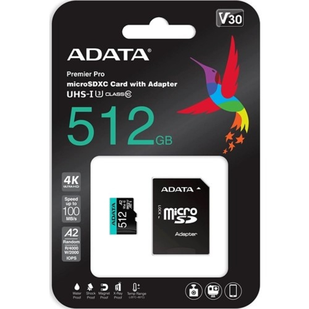 Micro SecureDigital 512GB A-Data AUSDX512GUI3V30SA2-RA1 Premier Pro + adapter Class10