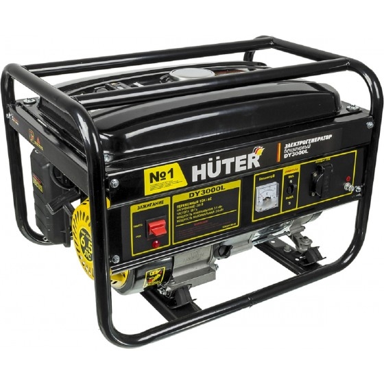 Huter DY3000L 64/1/4 Электрогенератор {четырехтактный, 2500Вт, 220В/50Гц, 77Дб, принудительное охлаждение, бак 12 л, расход бензина 395 г/кВтч, расход масла 6,8, габариты 560х450х460, вес 39,5 кг}