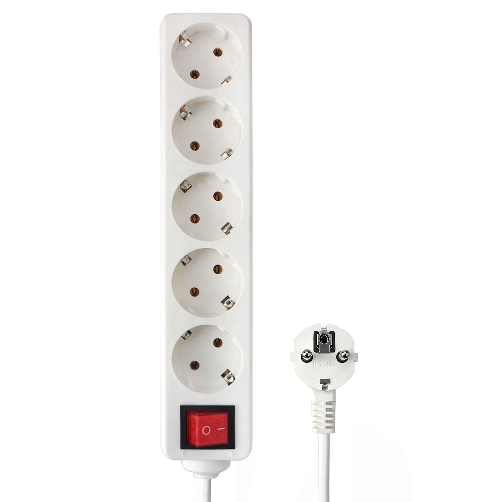 EL-NB-G4-W-5 Удлинитель Гарнизон EL-NB-G4-W-5, 4р, 10А, 5м, с выкл. и зазем., ур.защиты  1, белый, пакет