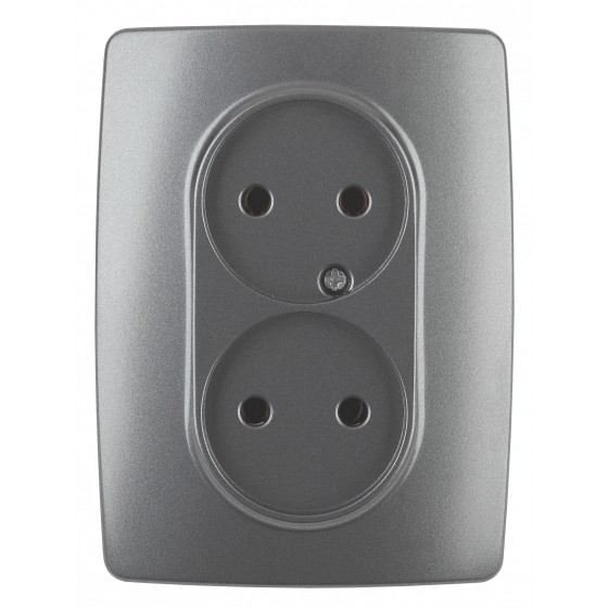 Эра Б0031244 12-2107-12 Розетка 2X2P, 16АХ-250В, Эра12, графит