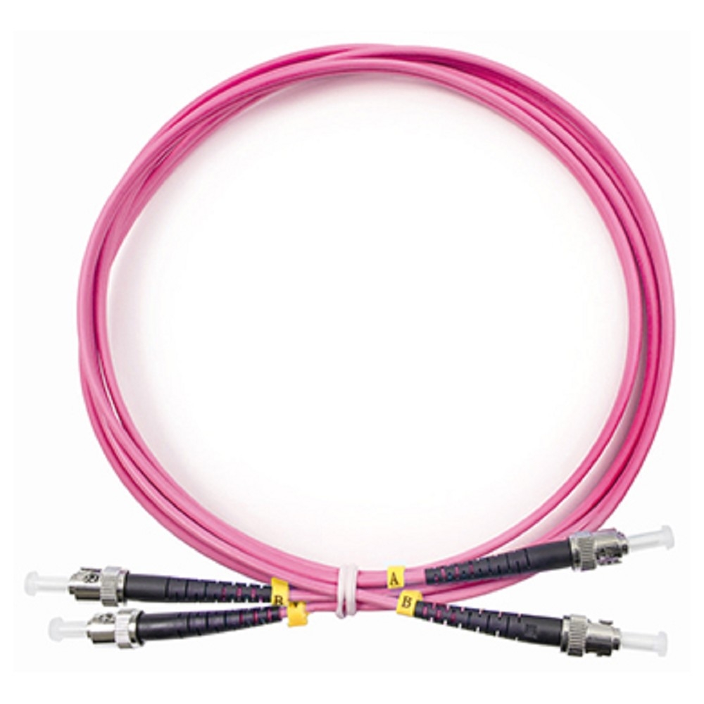 FOP-50-OM4-ST-ST-2m Коммутационный шнур оптический Cabeus tight buffer Duplex ST/ST (UPC/UPC) OM4 50/125 LSZH D 3мм 2м цвет: маджента