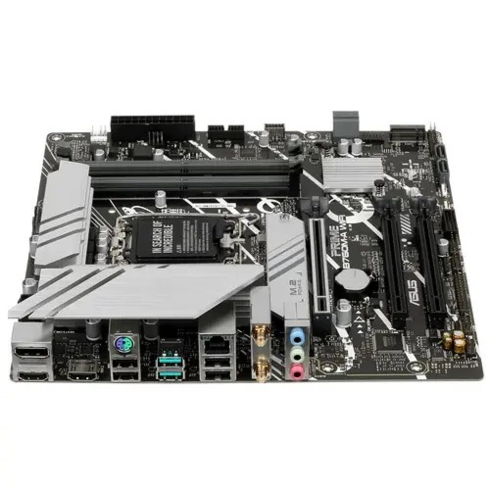 ASUS PRIME B760M-A WIFI (Socket 1700, mATX, 4xDDR5(128GB), 2xHDMI 2.1/DP, 3xPCIe 4.0x16, 1xLAN (2.5GbE), Wi-Fi, BT, 4xSATA 6Gb/s, 2xM.2, 2xUSB 3.2, 4xUSB 2.0, 1xPS/2)(90MB1EL0-M1EAY0)