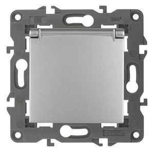 Эра Б0034280 114-2103-03 Розетка 2P+E Schuko со шторками с крышкой, 16A-250В, IP20, Эра Elegance, алюминий