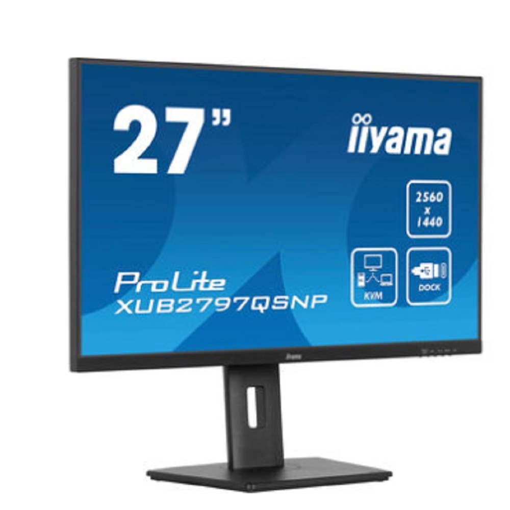 LCD Iiyama 27" XUB2797QSNP-B1 {IPS 2560x1440 100Hz 1ms 300cd 1300:1 HDMI DisplayPort USB-C KVM RJ45 HAS VESA}