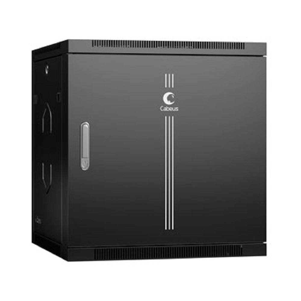 Cabeus SH-05F-12U60/45m-R-BK Шкаф телекоммуникационный настенный разобранный 19" 12U 600x450x635mm (ШхГхВ) дверь металл, цвет черный (RAL 9004)