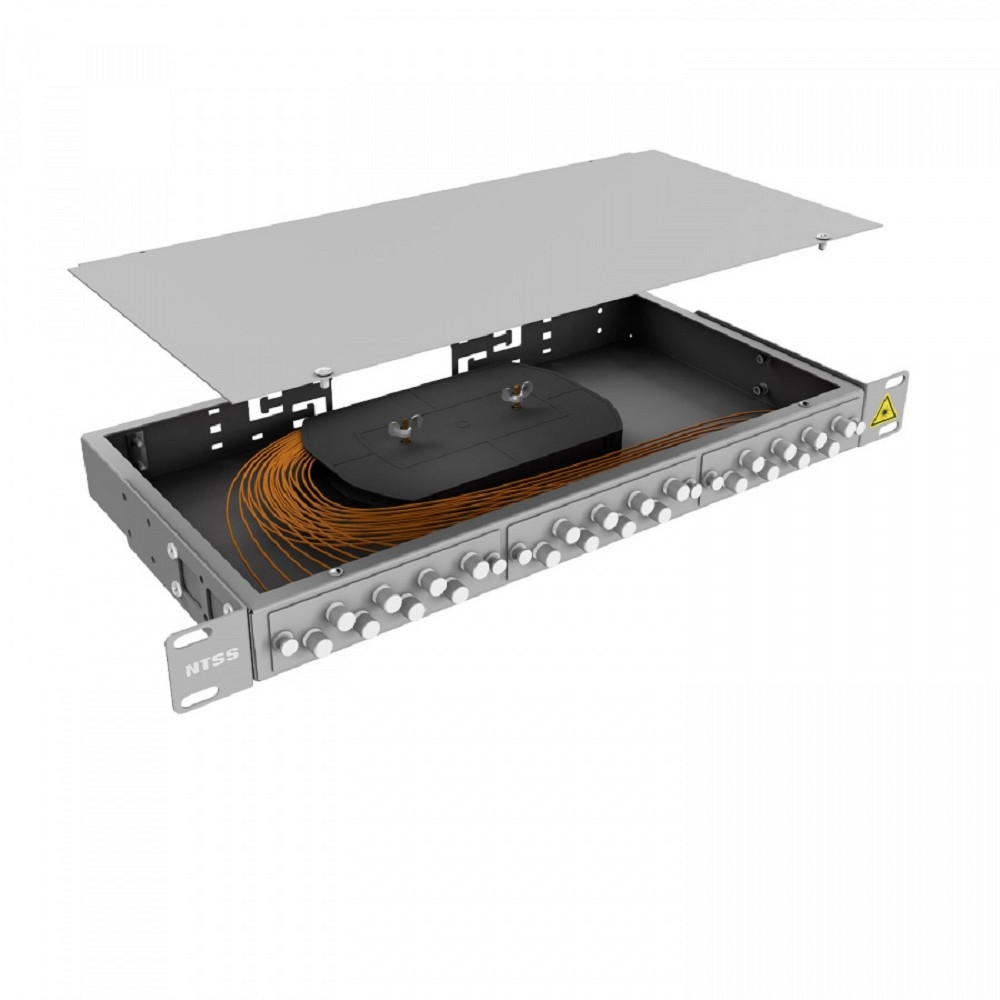 NTSS Кросс 19" NTSS PREMIUM, предсобранный 1U, 4 порта FC/UPC, 50/125 мкм, (сплайс, пигтейлы, кдзс, планки, адаптеры) NTSS-RFOB-PM-1U-4-FC/U-50-SP1.5G2A