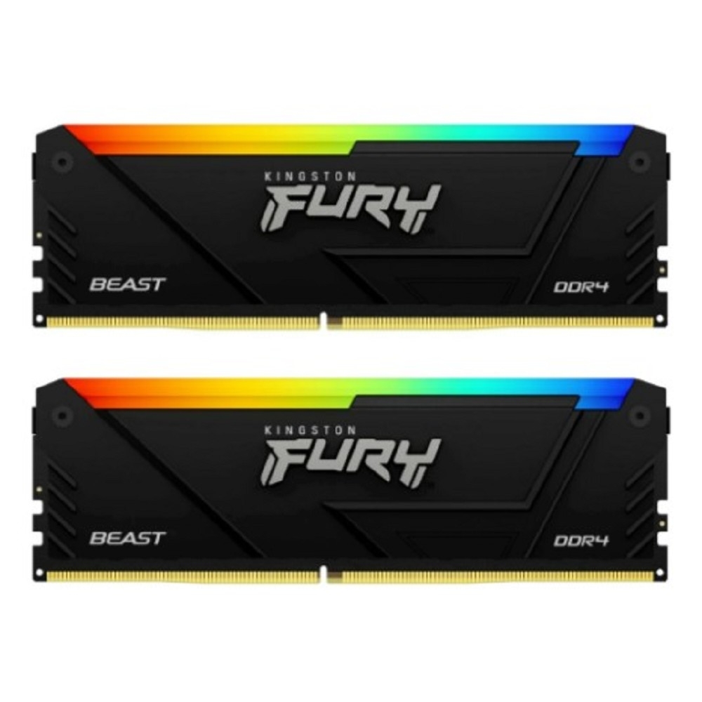 Оперативная память Kingston Fury Beast, DDR4, 64Gb (2x32Gb), 3600MHz, CL18, DIMM, с радиаторами, RGB, черный