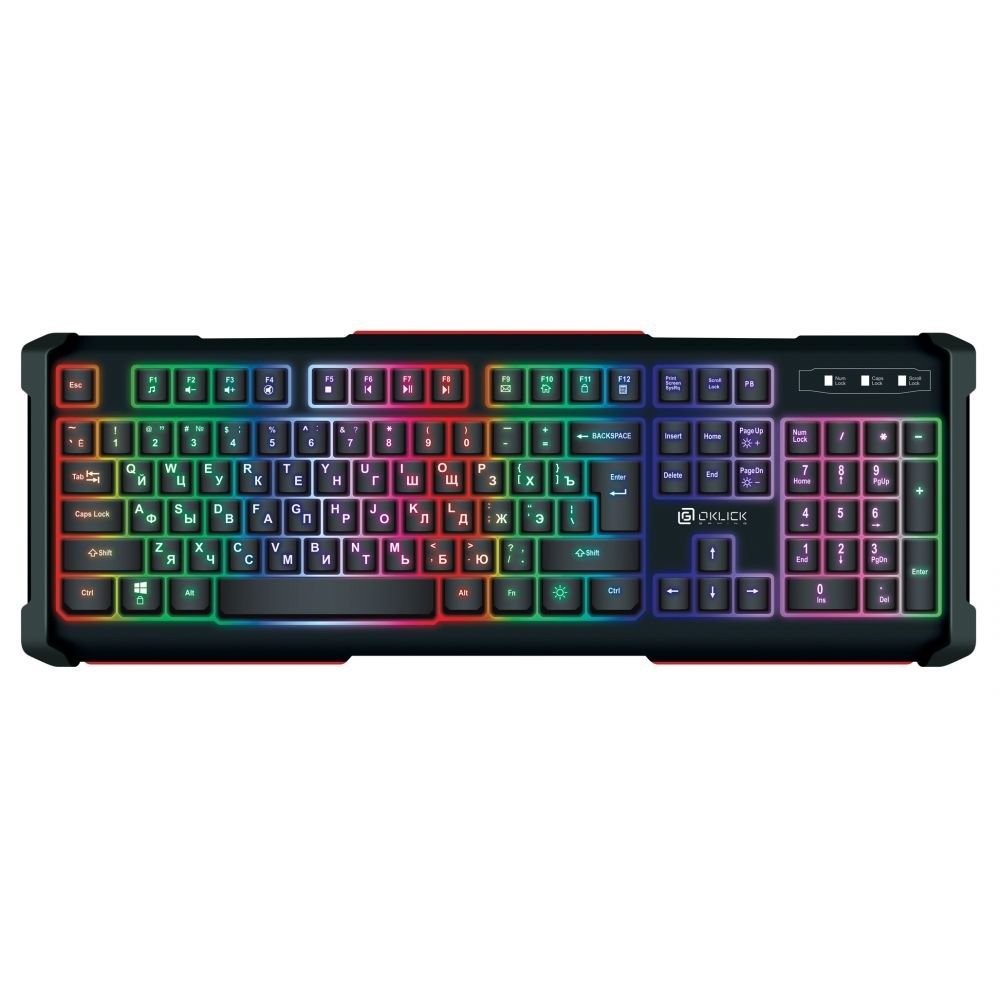 Клавиатура Oklick 717G BLACK DEATH черный/оранжевый USB Multimedia for gamer LED (476395)