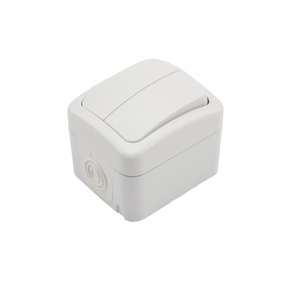 Rexant KR-78-0602  Выключатель двухклавишный KRANZ Mini OG открытой установки, IP54 белый	
