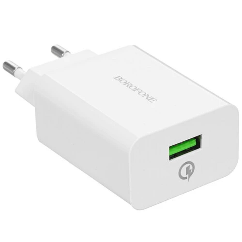 Сетевое зарядное устройство BOROFONE BA21A/Сетевое ЗУ/QC 3.0/1 USB/Выход: 5V_9V_12V, 18W/White