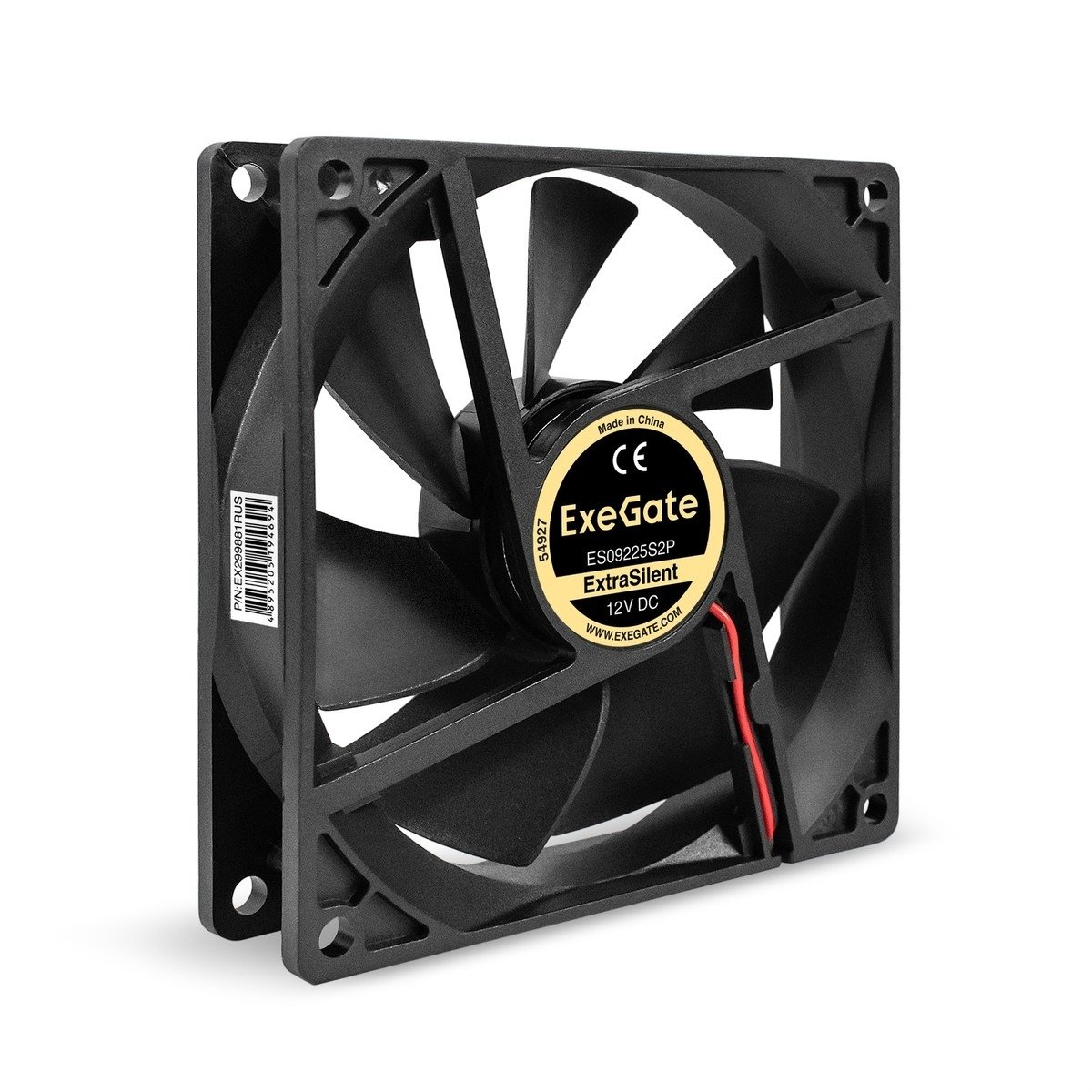Exegate EX299881RUS Вентилятор 12В DC ExeGate ExtraSilent ES09225S2P (92x92x25 мм, Sleeve bearing (подшипник скольжения), 2pin, 1800RPM, 21dBA)
