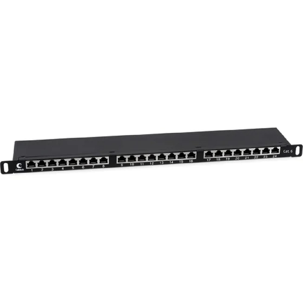 PLHD-24-Cat.6-SH-Dual-0,5U Коммутационная патч-панель Cabeus 19" 05HU портов: 24 х RJ45 кат. 6 экр. порты в 1 ряд цвет: чёрный (PLHD-24-Cat.6-SH-Dual-05U)