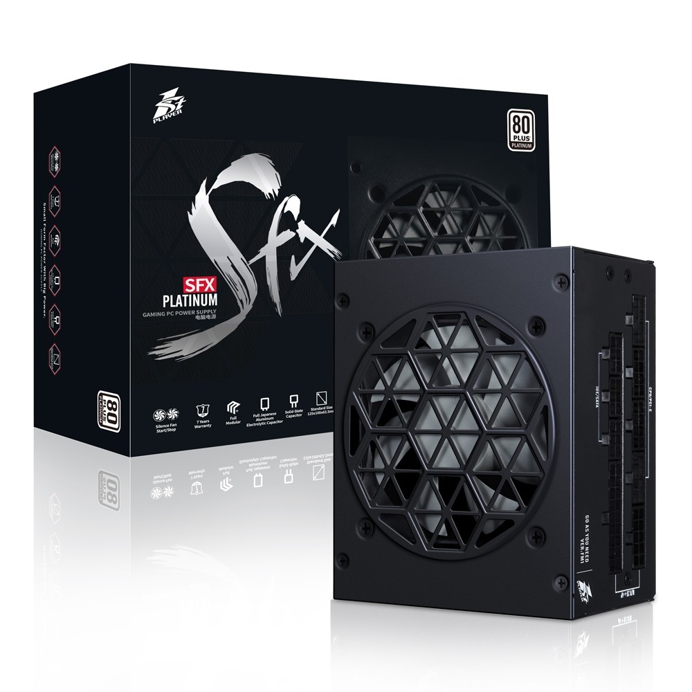 1STPLAYER SFX 750W PLATINUM Black / SFX, APFC, 80 PLUS Platinum, LLC+DC-DC, full Japan solid-state caps, 80mm fan, full modular / PS-750SFX