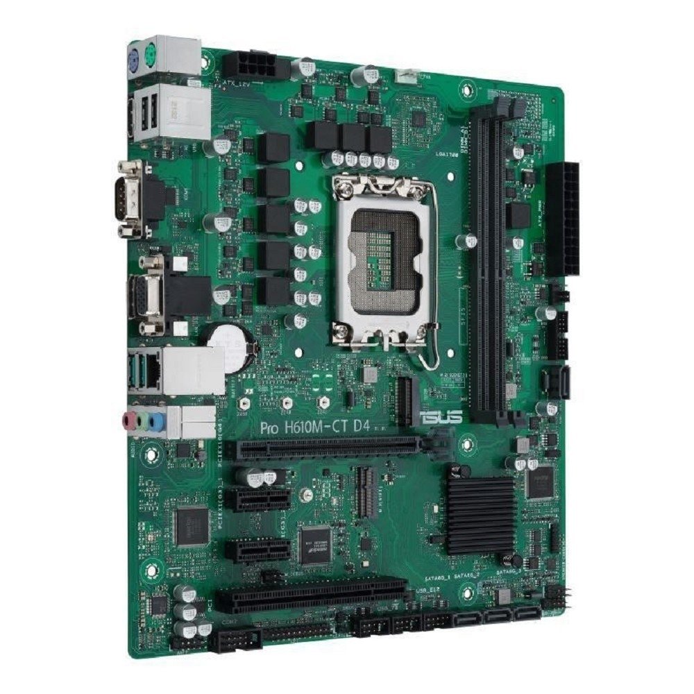 ASUS PRO H610M-C D4-CSM (Socket 1700, mATX, 2xDDR4(64GB), VGA/DP/HDM I2.1 , 1 x PCIe 4.0 x16, 4 x SATA 6Gb/s, 1 x M.2 , 2xUSB 3.2, 2xUSB 2.0, 1xCOM port)
