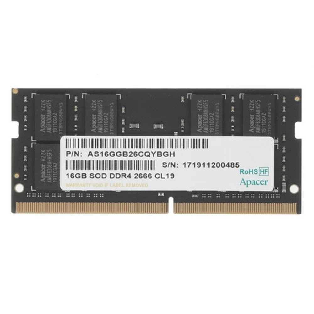 Модуль памяти Apacer AS16GGB26CQYBGH ES.16G2V.GNH 16GB DDR4 2666 SO DIMM  Non-ECC, CL19, 1.2V, 2R, 1024x8, RTL (904317)