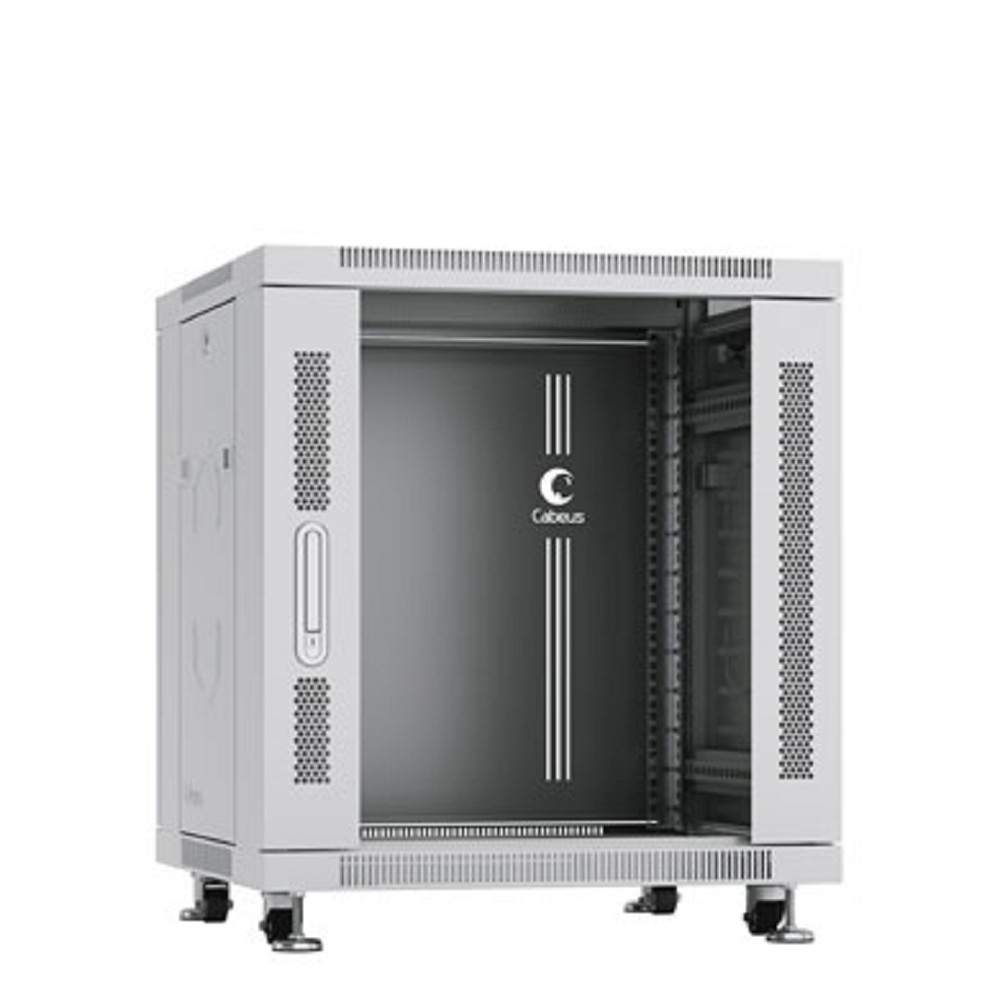 Cabeus SH-05C-12U60/80 Шкаф монтажный телекоммуникационный 19" напольный для распределительного и серверного оборудования 12U 600x800x730mm (ШхГхВ) передняя стеклянная и задняя сплошная металлическая двери, ручка с замком, цвет серый (RAL 7035)