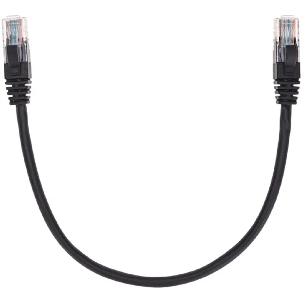 Патч-корд U/UTP, CAT 5e, RJ45-RJ45, 26AWG, LSZH, черный, 0,3м  REXANT (02-0102-03)