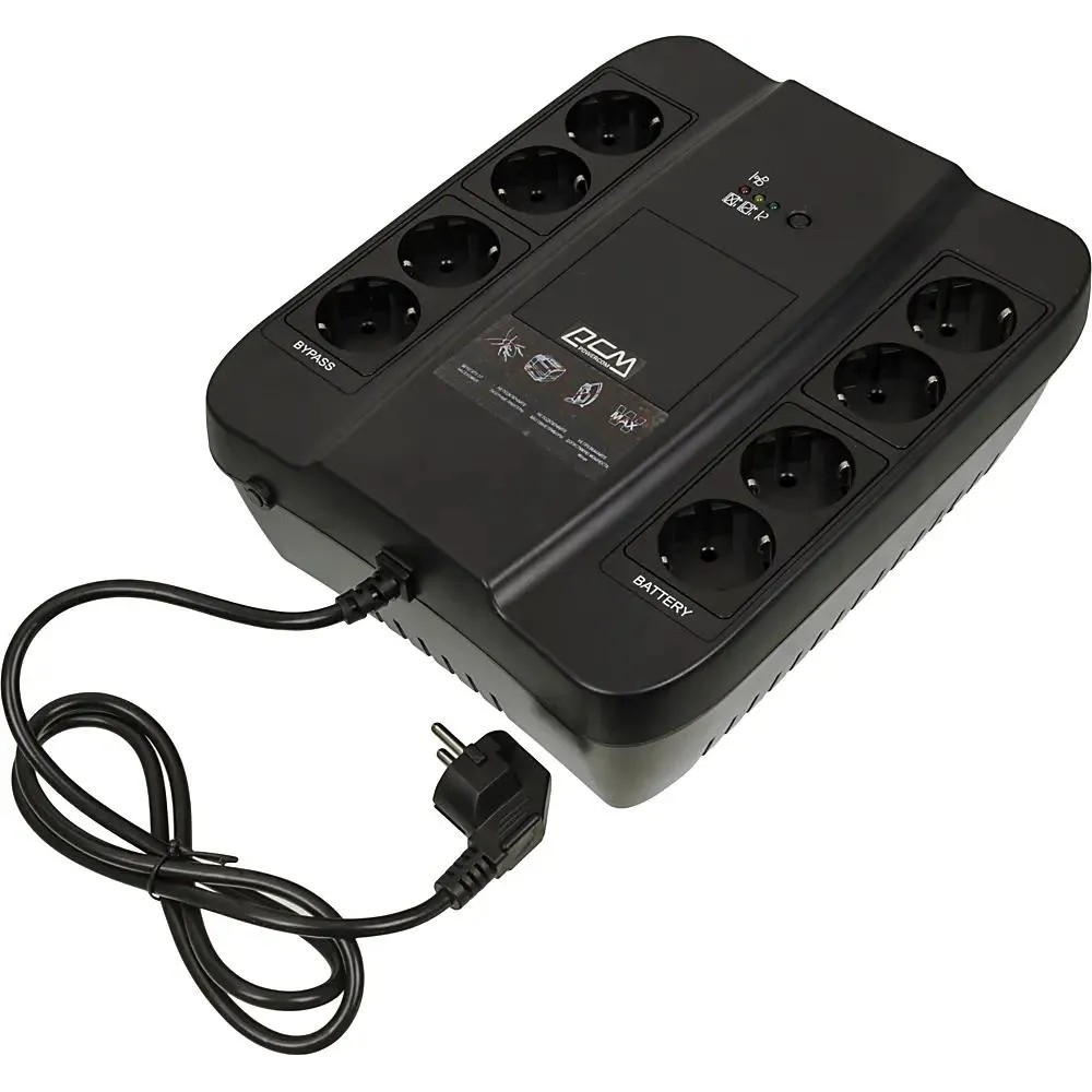 PowerCom Spider SPD-850N ИБП {OffLine, 850VA/510W, Tower, 8xEURO: 4 с резервным питанием, 4 с фильтрацией} (332715)