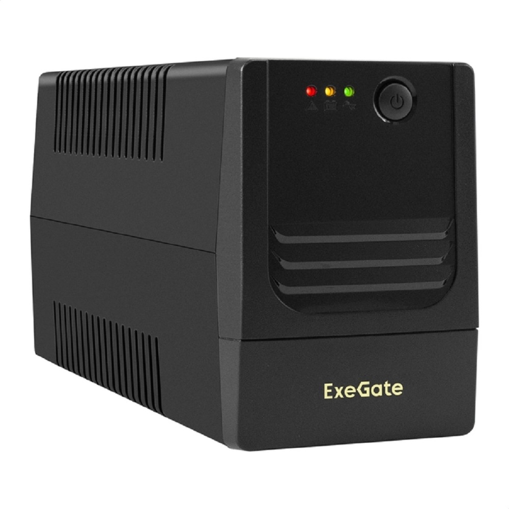 Источник бесперебойного питания ExeGate Power NB-1000.LED.AVR.2SH.USB (1000VA/650W, LED, AVR, 2*Schuko, USB, батарея 12V 9Ah, черный)