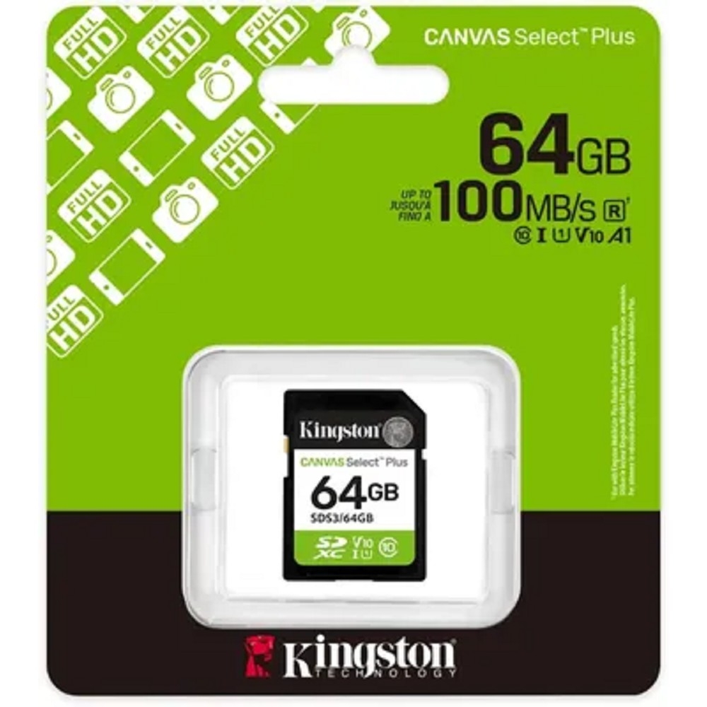 SecureDigital 64GB Kingston SDS3/64GB Canvas Select Plus V10