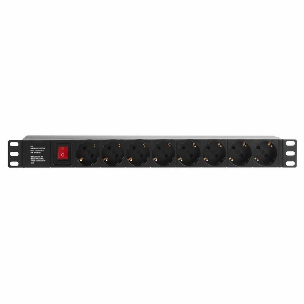 Rexant 04-0307 Блок розеток 19", 1U, 16А, 8 розеток, корпус пластик, без шнура питания
