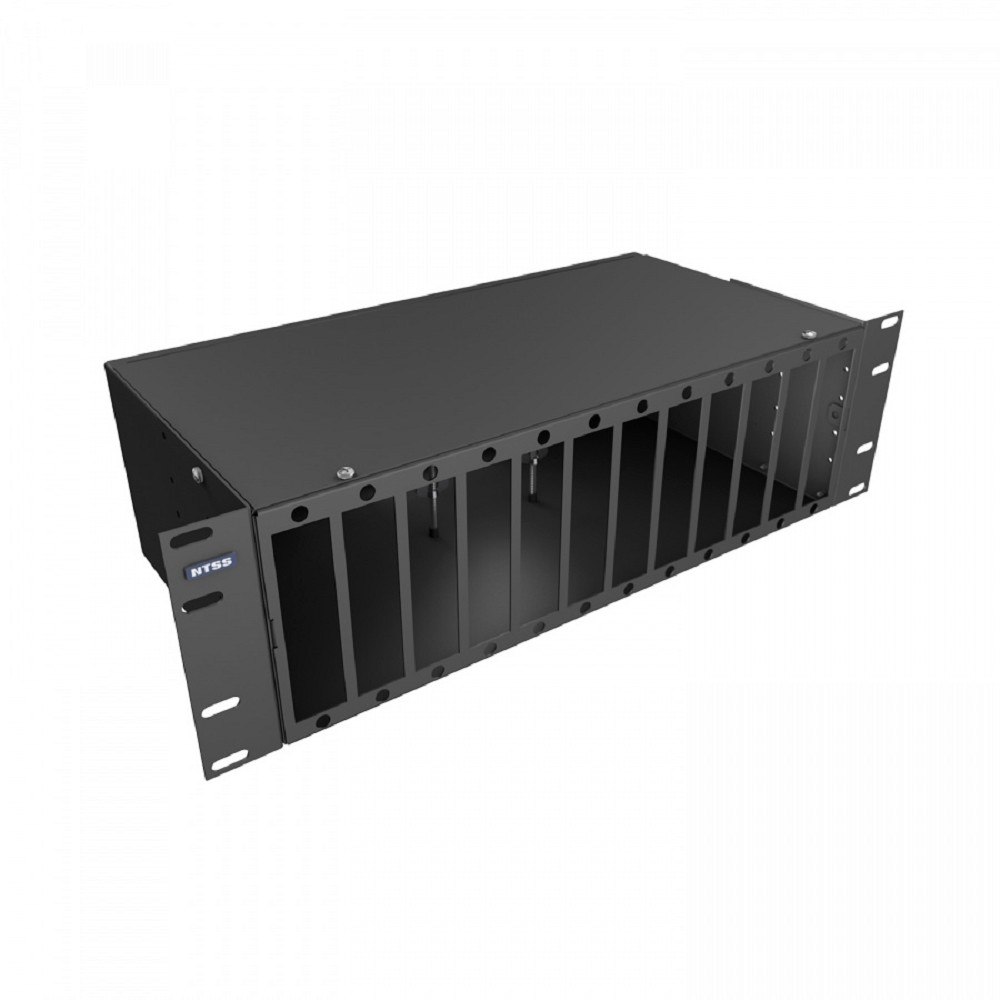 NTSS Кросс NTSS оптический 19'' укомплектованный 3U, 64 порта ST/UPC, 50/125 мкм ОМ3 (планки, сплайс-кассета 2шт, пигтейлы, КДЗС, адаптеры) черный RAL 9005 NTSS-RFOB-3U-64-ST/U-503-SP1.5G2AY-BL