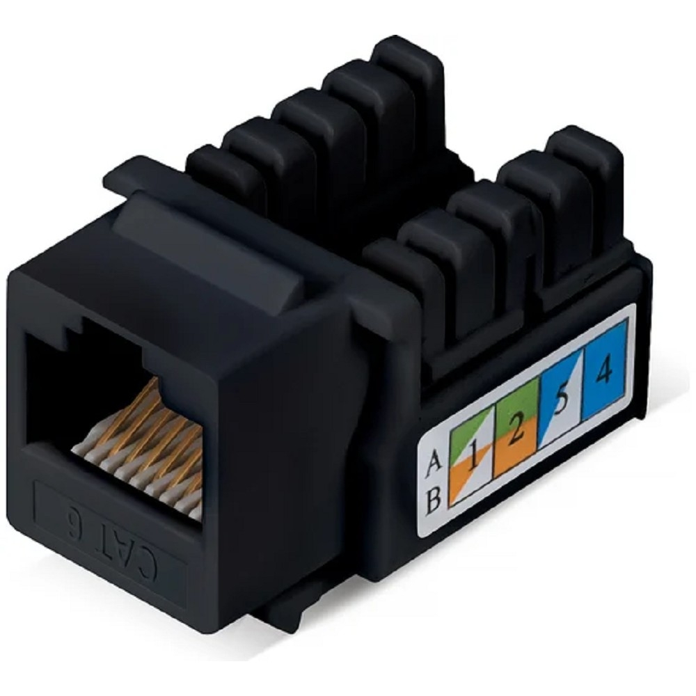 KJ-RJ45-Cat.6-90-BK Модуль универсальный Cabeus keystone 1хRJ45(8P8C) Toolless кат. 6 неэкр. цвет: чёрный