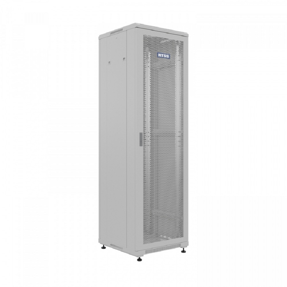 NTSS Шкаф напольный универсальный серверный NTSS R 22U 600х600мм, 4 профиля 19, двери перфорированная и перфорированная, боковые стенки съемные, регулируемые опоры, разобранный, серый RAL 7035 NTSS-R2