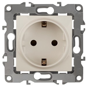 Розетка 12-2101-02 16A IP20 250В 2P+E серия 12 слоновая кость Schuko (Б0014676)
