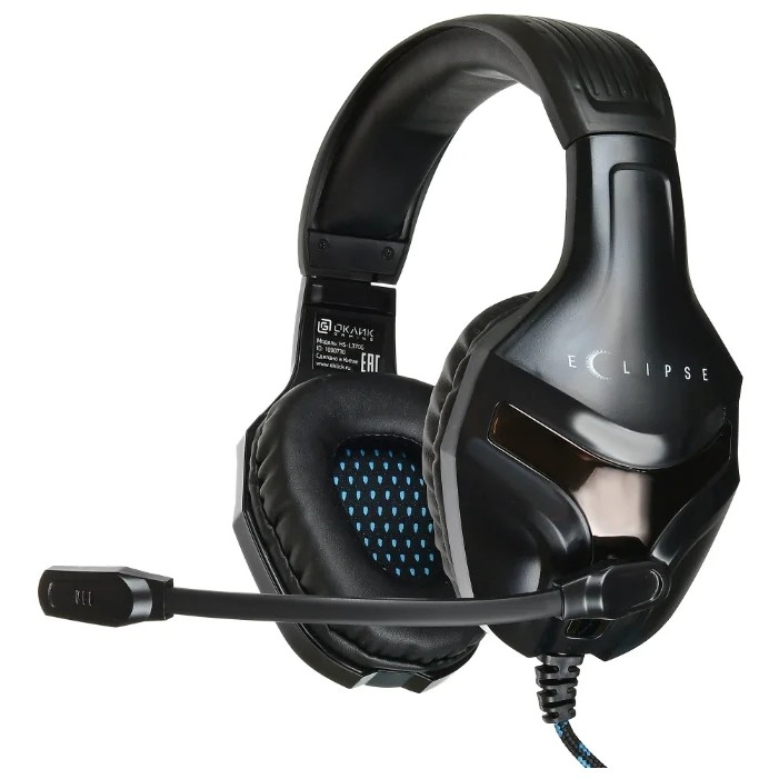 <080203> Наушники проводные Oklick HS-L370G Eclipse (мониторные полноразмерные, 20-20 000 Гц, 105дБ, 2м) black [1090730]